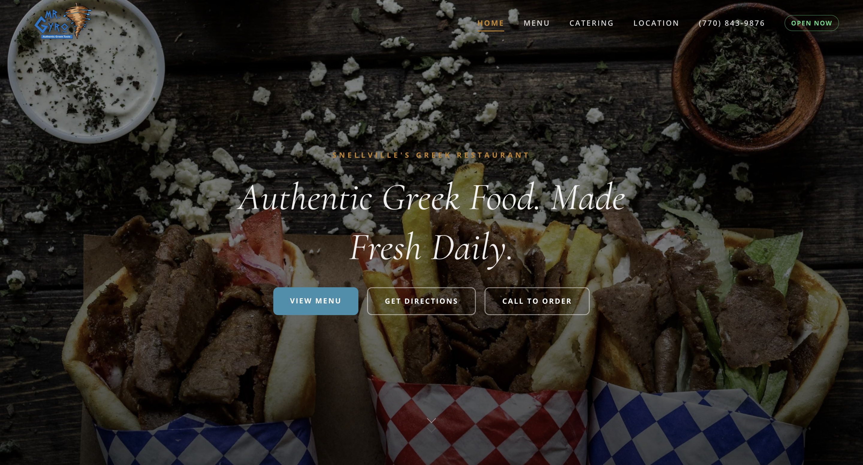 Mr. Gyro website after Pulse redesign — polished, trust-building, with clear navigation